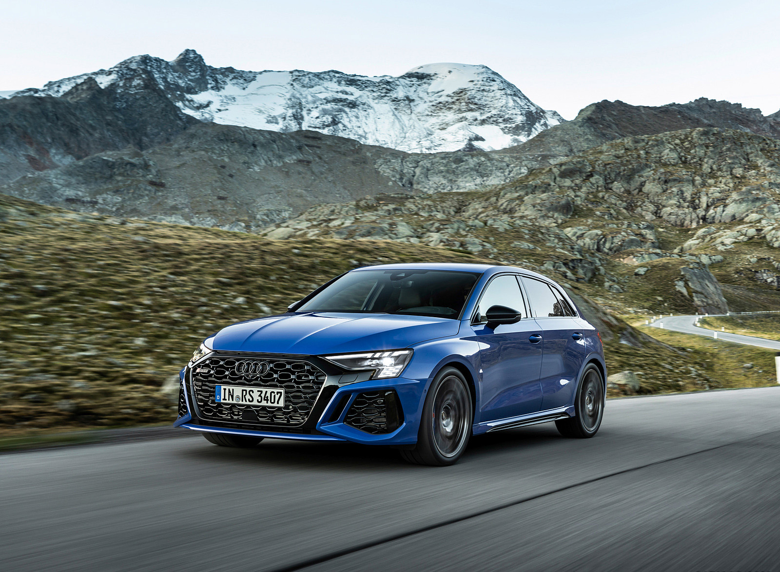 2023 Audi RS 3 Sportback Performance Edition (Color: Nogaro Blue Pearl Effect) Front Three-Quarter Wallpapers #21 of 124