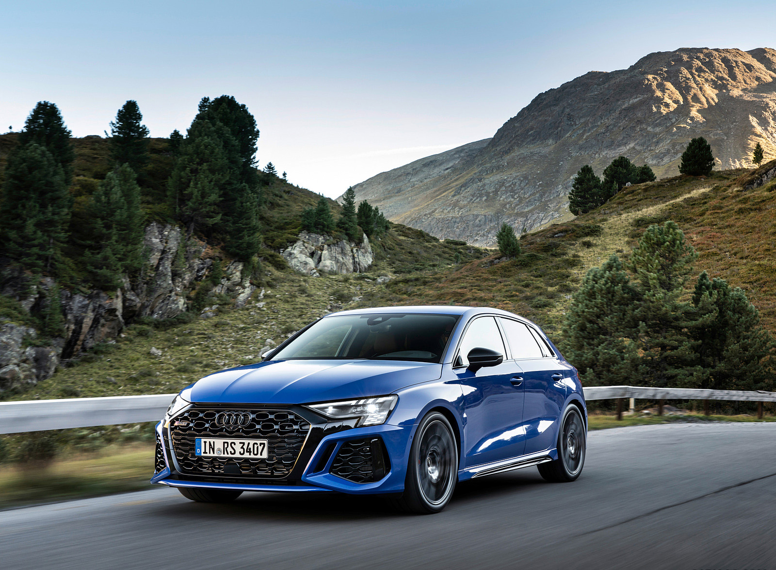 2023 Audi RS 3 Sportback Performance Edition (Color: Nogaro Blue Pearl Effect) Front Three-Quarter Wallpapers (2)