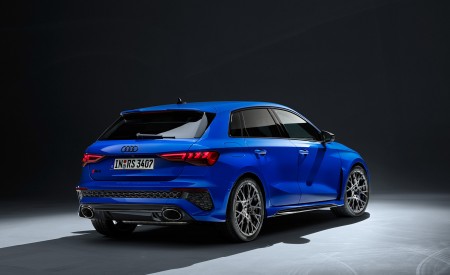 2023 Audi RS 3 Sportback Performance Edition (Color: Nogaro Blue Pearl Effect) Rear Three-Quarter Wallpapers 450x275 (88)