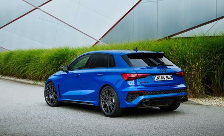 2023 Audi RS 3 Sportback Performance Edition (Color: Nogaro Blue Pearl Effect) Rear Three-Quarter Wallpapers 450x275 (78)