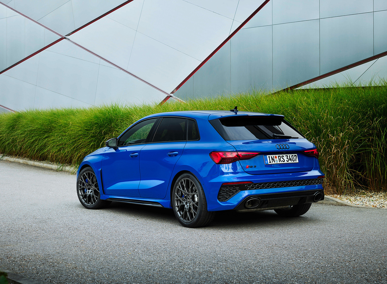 2023 Audi RS 3 Sportback Performance Edition (Color: Nogaro Blue Pearl Effect) Rear Three-Quarter Wallpapers #78 of 124
