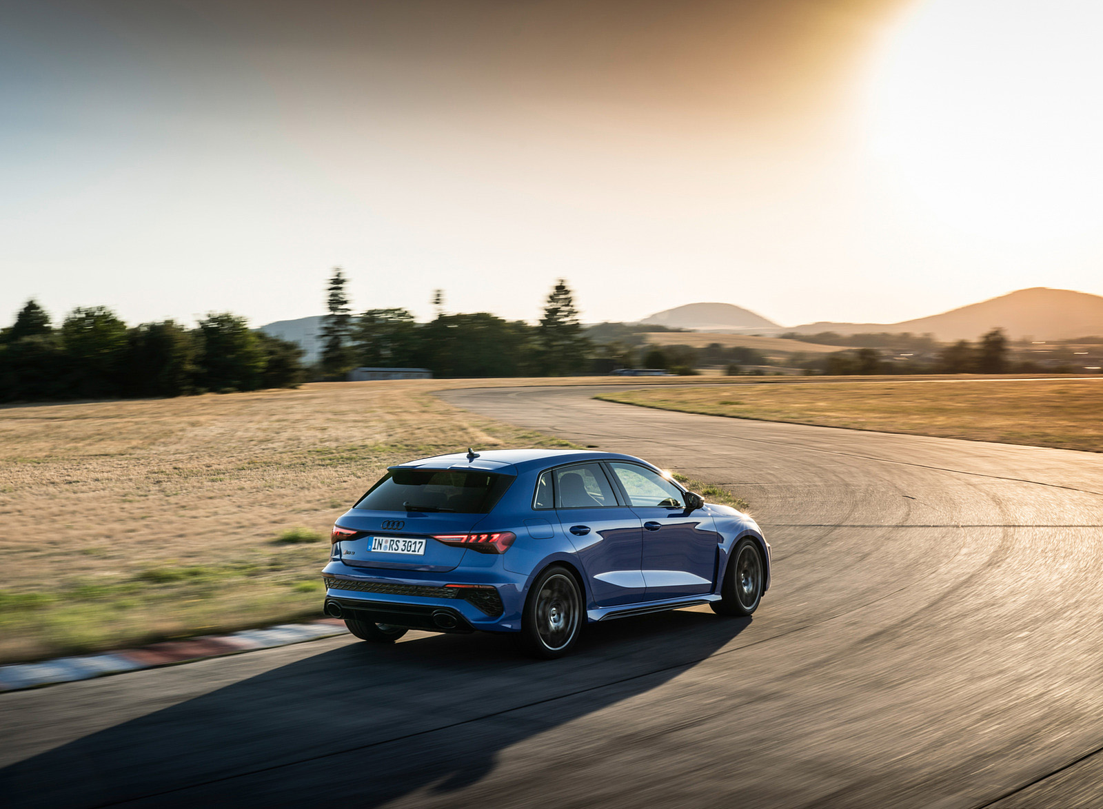 2023 Audi RS 3 Sportback Performance Edition (Color: Nogaro Blue Pearl Effect) Rear Three-Quarter Wallpapers #37 of 124