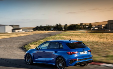 2023 Audi RS 3 Sportback Performance Edition (Color: Nogaro Blue Pearl Effect) Rear Three-Quarter Wallpapers 450x275 (31)