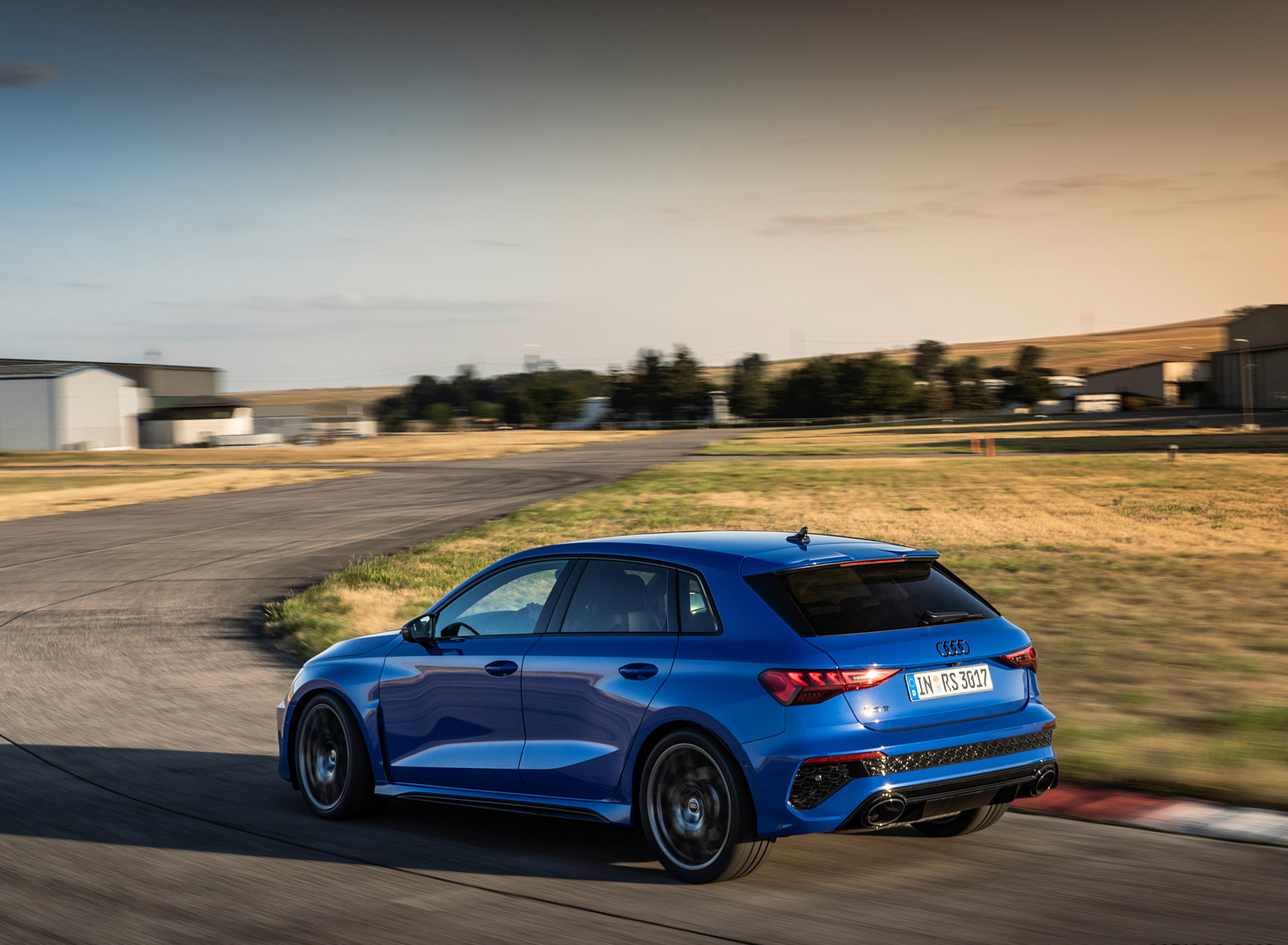 2023 Audi RS 3 Sportback Performance Edition (Color: Nogaro Blue Pearl Effect) Rear Three-Quarter Wallpapers #31 of 124