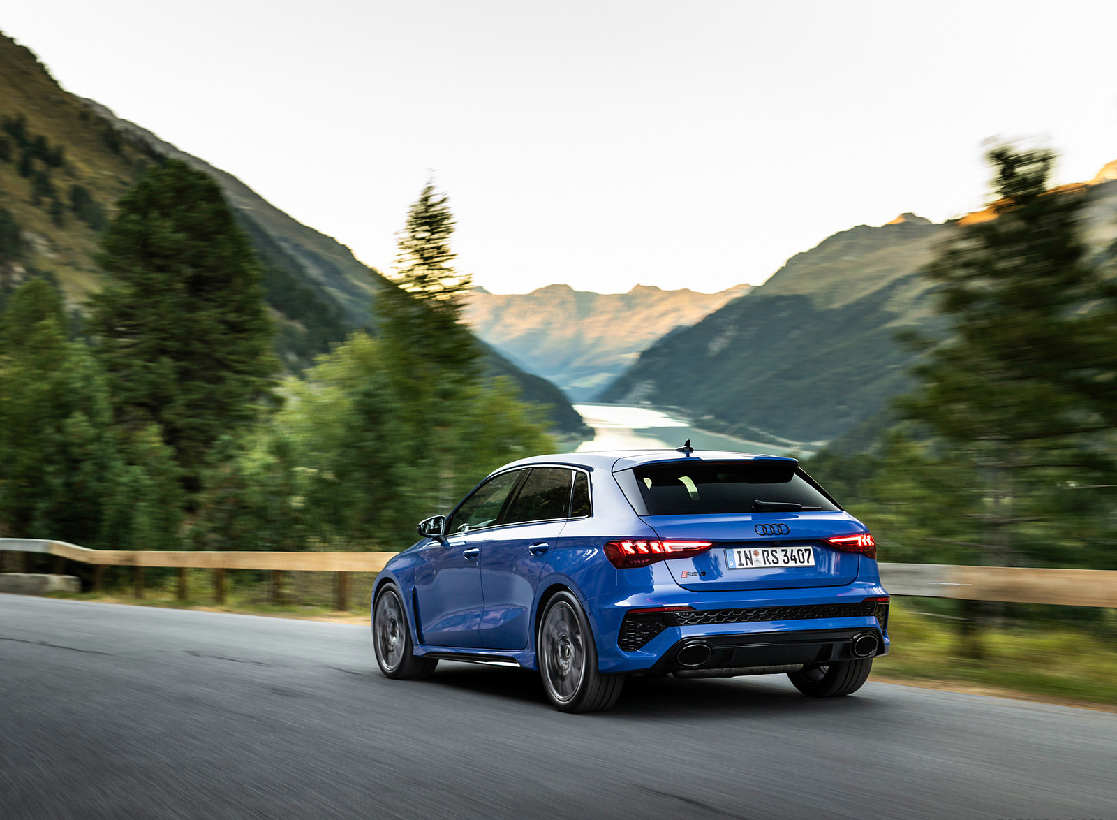 2023 Audi RS 3 Sportback Performance Edition (Color: Nogaro Blue Pearl Effect) Rear Three-Quarter Wallpapers #23 of 124