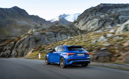2023 Audi RS 3 Sportback Performance Edition (Color: Nogaro Blue Pearl Effect) Rear Three-Quarter Wallpapers 450x275 (19)