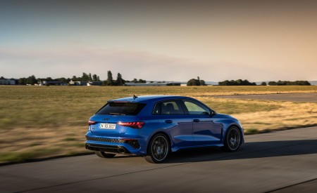 2023 Audi RS 3 Sportback Performance Edition (Color: Nogaro Blue Pearl Effect) Rear Three-Quarter Wallpapers 450x275 (32)