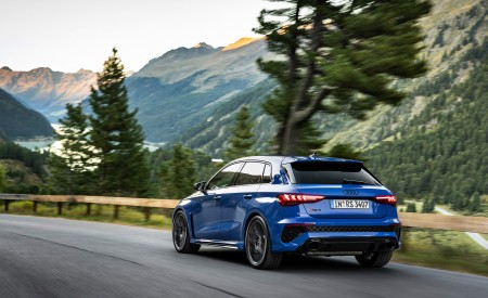 2023 Audi RS 3 Sportback Performance Edition (Color: Nogaro Blue Pearl Effect) Rear Three-Quarter Wallpapers 450x275 (20)