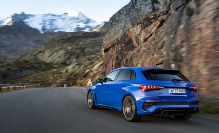 2023 Audi RS 3 Sportback Performance Edition (Color: Nogaro Blue Pearl Effect) Rear Three-Quarter Wallpapers 450x275 (10)
