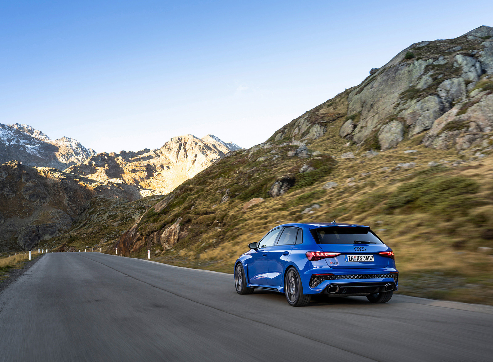 2023 Audi RS 3 Sportback Performance Edition (Color: Nogaro Blue Pearl Effect) Rear Three-Quarter Wallpapers #15 of 124
