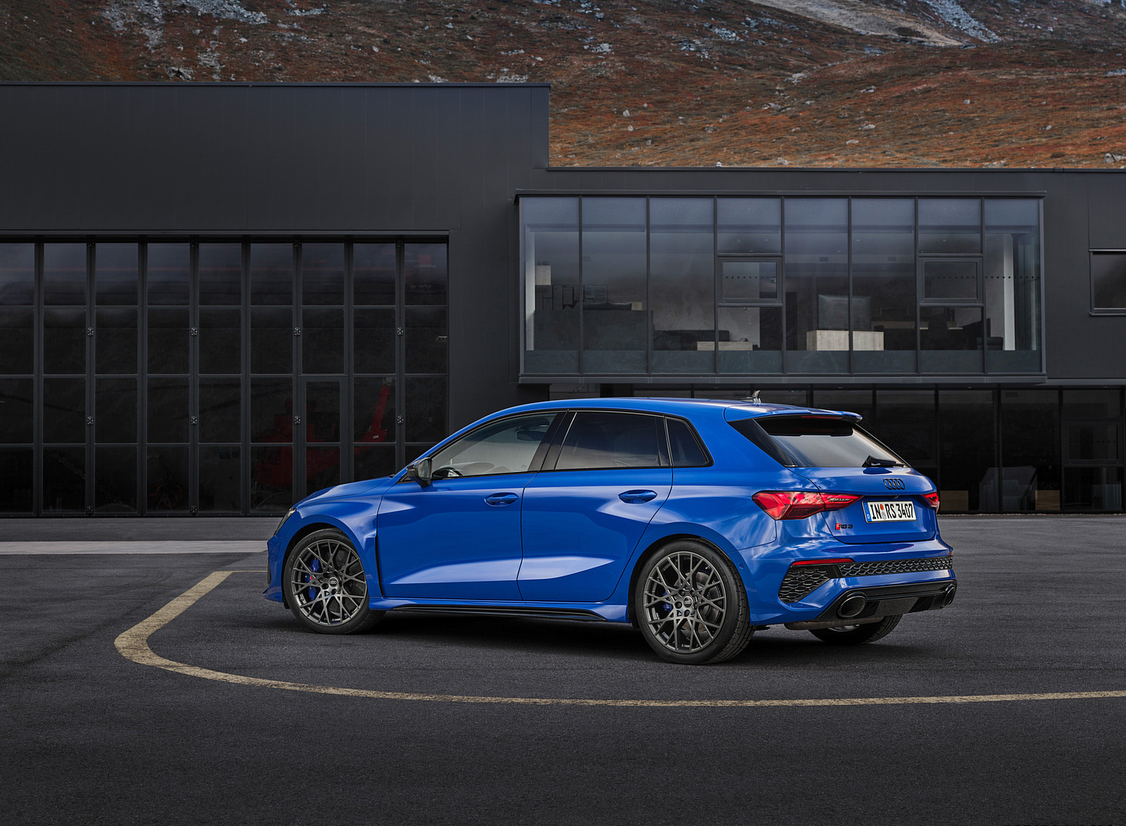 2023 Audi RS 3 Sportback Performance Edition (Color: Nogaro Blue Pearl Effect) Rear Three-Quarter Wallpapers #75 of 124