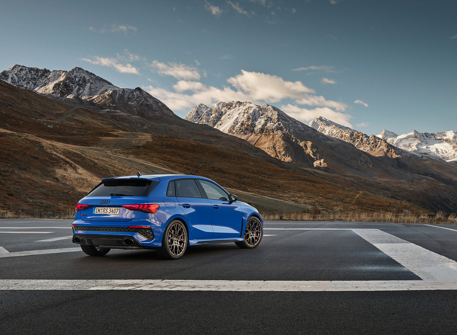 2023 Audi RS 3 Sportback Performance Edition (Color: Nogaro Blue Pearl Effect) Rear Three-Quarter Wallpapers #62 of 124
