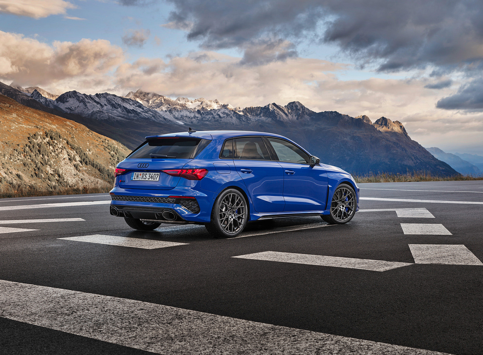2023 Audi RS 3 Sportback Performance Edition (Color: Nogaro Blue Pearl Effect) Rear Three-Quarter Wallpapers #59 of 124