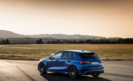 2023 Audi RS 3 Sportback Performance Edition (Color: Nogaro Blue Pearl Effect) Rear Three-Quarter Wallpapers 450x275 (36)