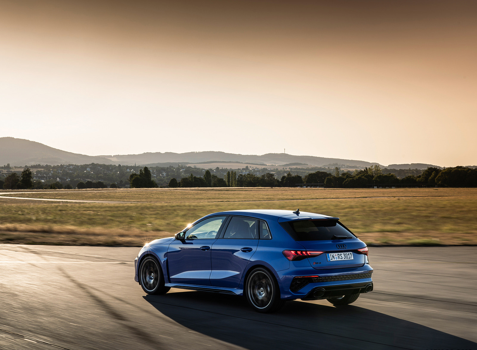2023 Audi RS 3 Sportback Performance Edition (Color: Nogaro Blue Pearl Effect) Rear Three-Quarter Wallpapers #36 of 124