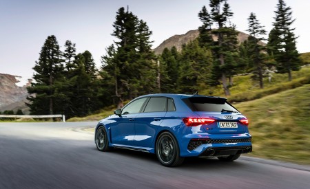 2023 Audi RS 3 Sportback Performance Edition (Color: Nogaro Blue Pearl Effect) Rear Three-Quarter Wallpapers 450x275 (28)