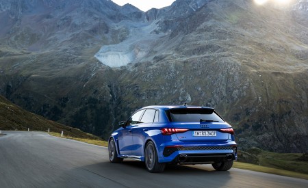 2023 Audi RS 3 Sportback Performance Edition (Color: Nogaro Blue Pearl Effect) Rear Three-Quarter Wallpapers 450x275 (11)
