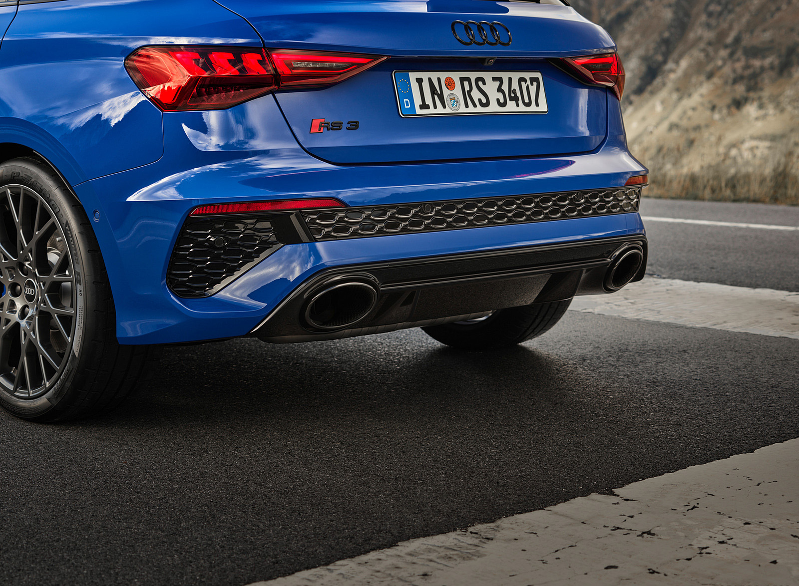 2023 Audi RS 3 Sportback Performance Edition (Color: Nogaro Blue Pearl Effect) Rear Wallpapers #65 of 124