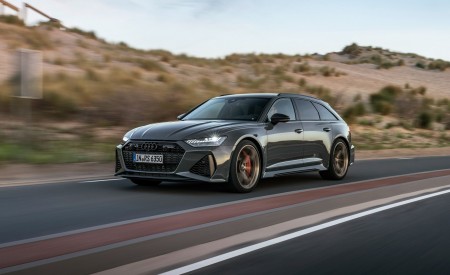 2023 Audi RS6 Avant Performance (Color: Nimbus Grey in Pearl Effect) Front Three-Quarter Wallpapers 450x275 (2)
