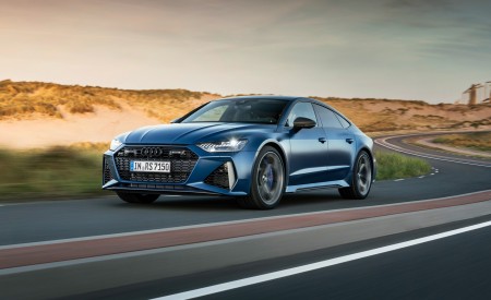 2023 Audi RS7 Sportback Performance (Color: Ascari Blue Matt) Front Three-Quarter Wallpapers 450x275 (2)