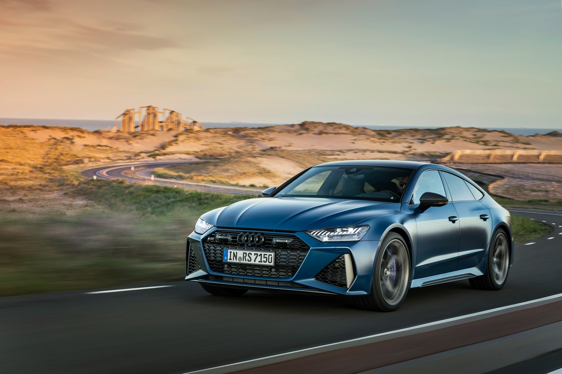 2023 Audi RS7 Sportback Performance (Color: Ascari Blue Matt) Front Three-Quarter Wallpapers (3)