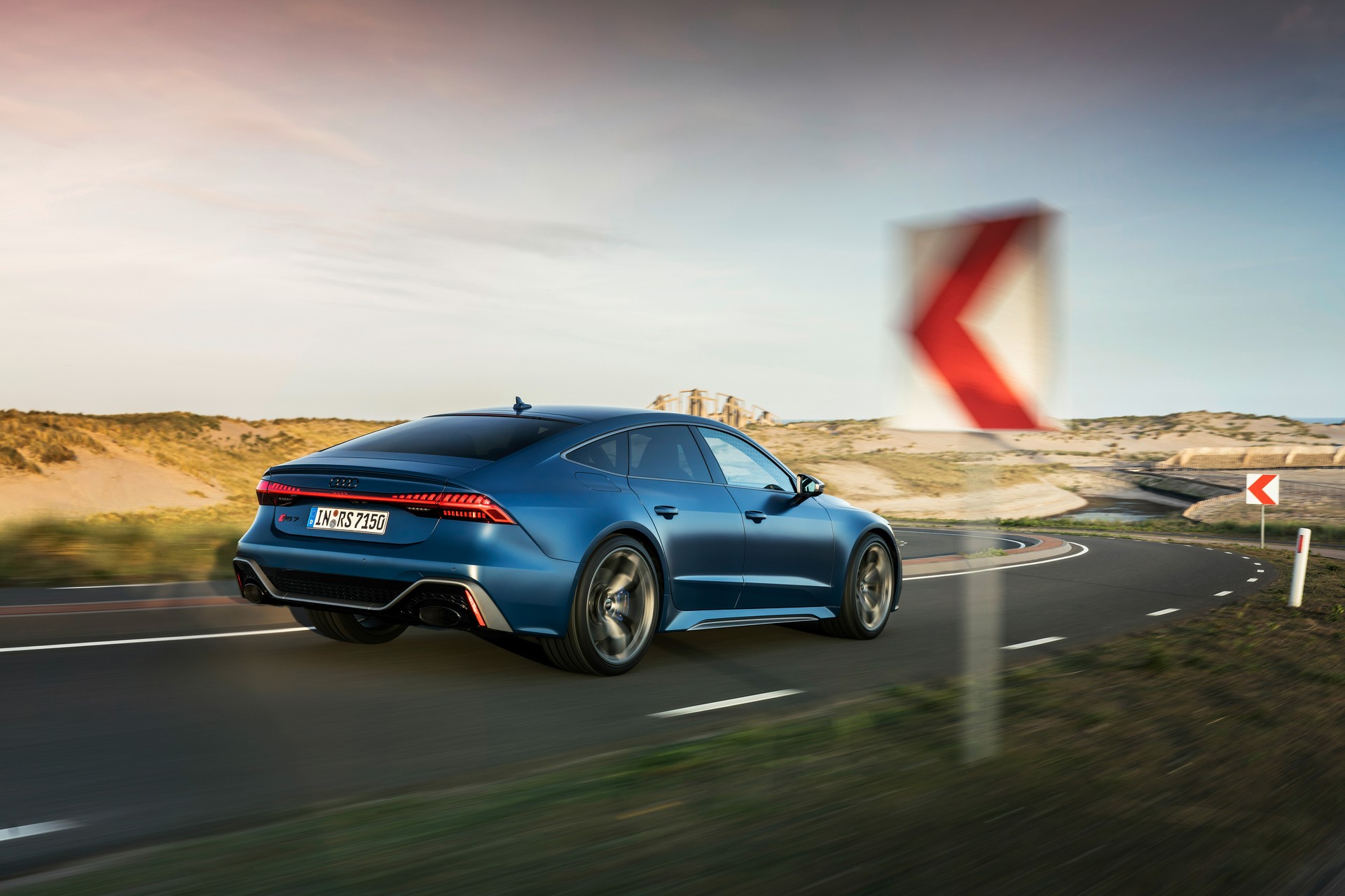 2023 Audi RS7 Sportback Performance (Color: Ascari Blue Matt) Rear Three-Quarter Wallpapers (5)