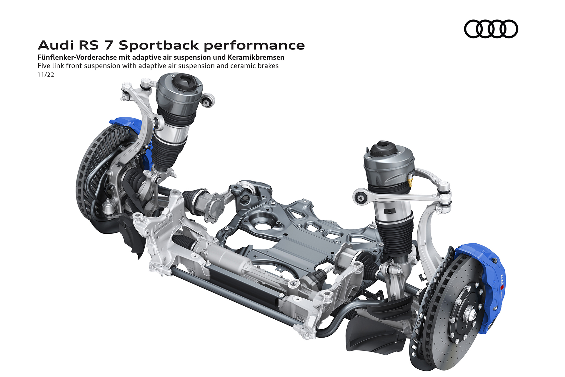 2023 Audi RS7 Sportback Performance Five link front suspension with adaptive air suspension and ceramic brakes Wallpapers #108 of 119