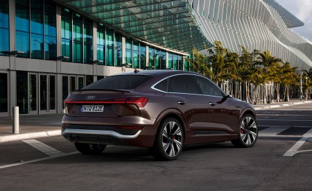 2024 Audi Q8 Sportback e-tron quattro (Color: Madeira Brown Metallic) Rear Three-Quarter Wallpapers 450x275 (10)