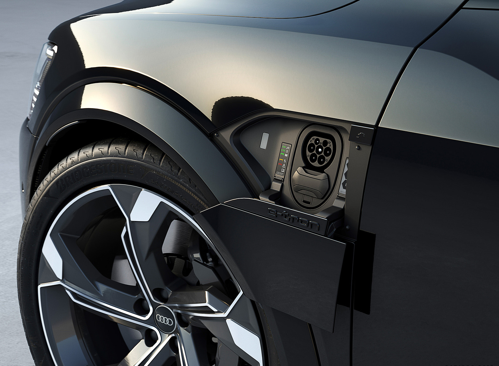 2024 Audi SQ8 e-tron quattro (Color: Mythos Black Metallic) Charging Connector Wallpapers #26 of 30