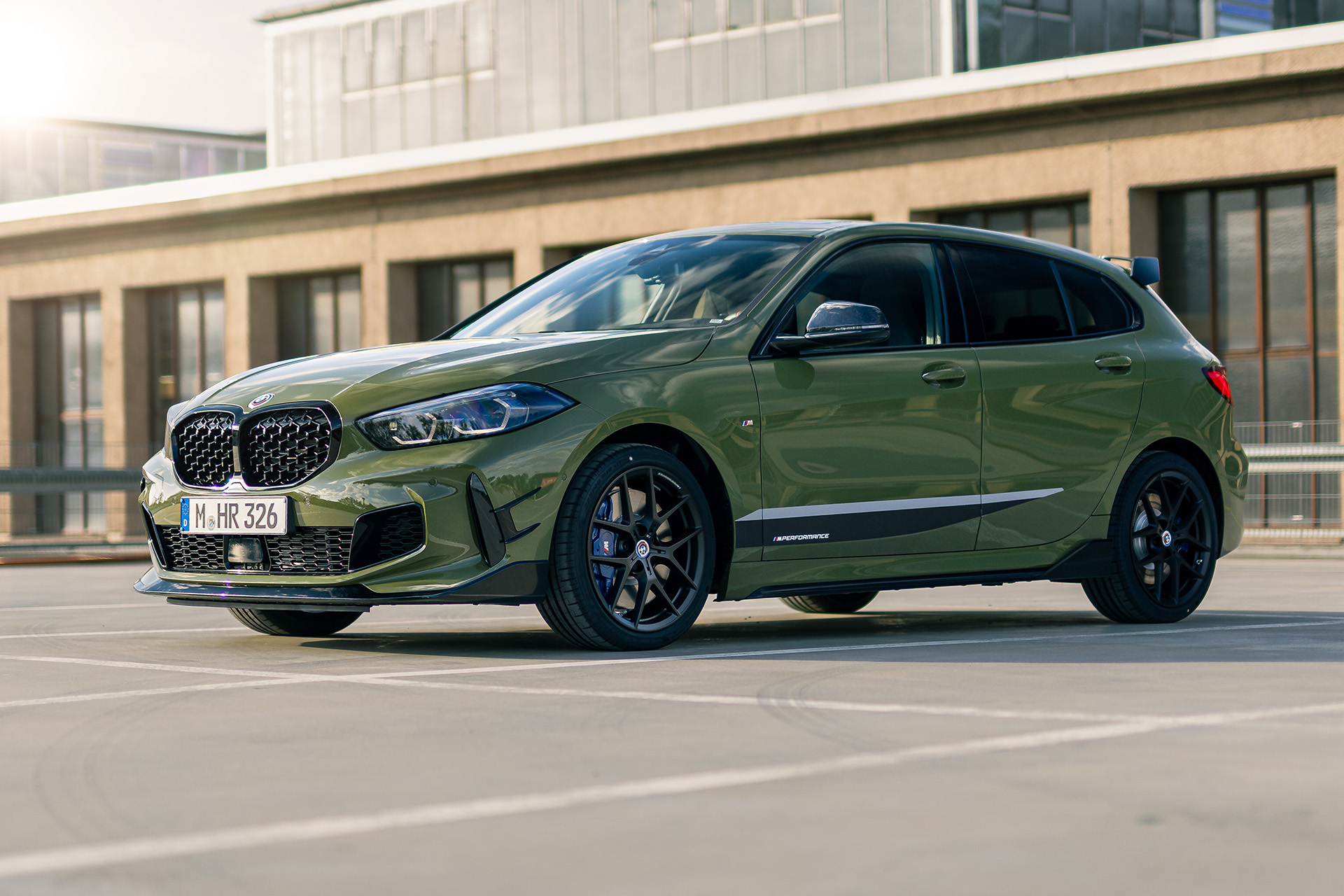 2023 BMW M135i xDrive M Performance Parts (Color: Urban Green) Front Three-Quarter Wallpapers (1)