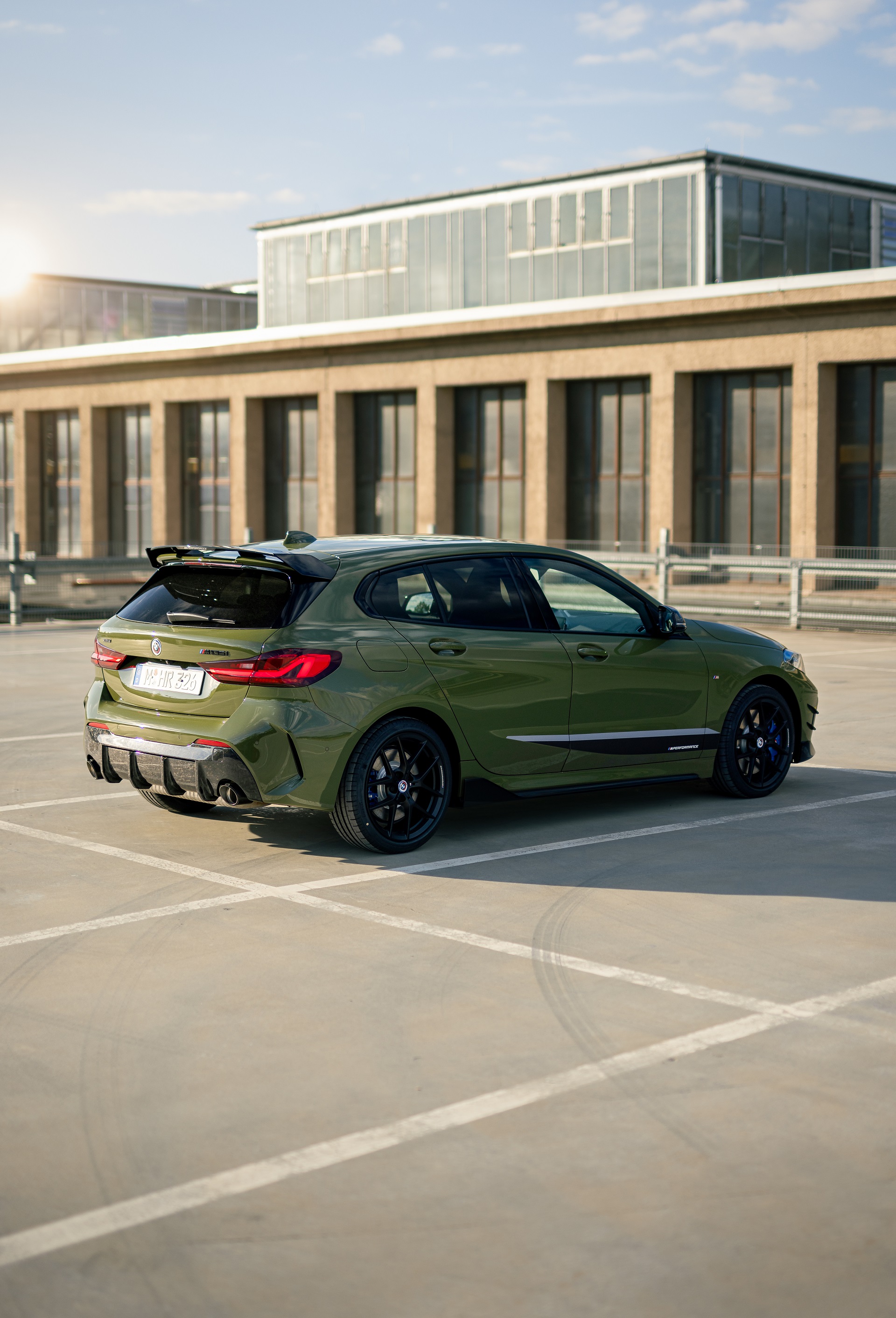 2023 BMW M135i xDrive M Performance Parts (Color: Urban Green) Rear Three-Quarter Wallpapers (5)