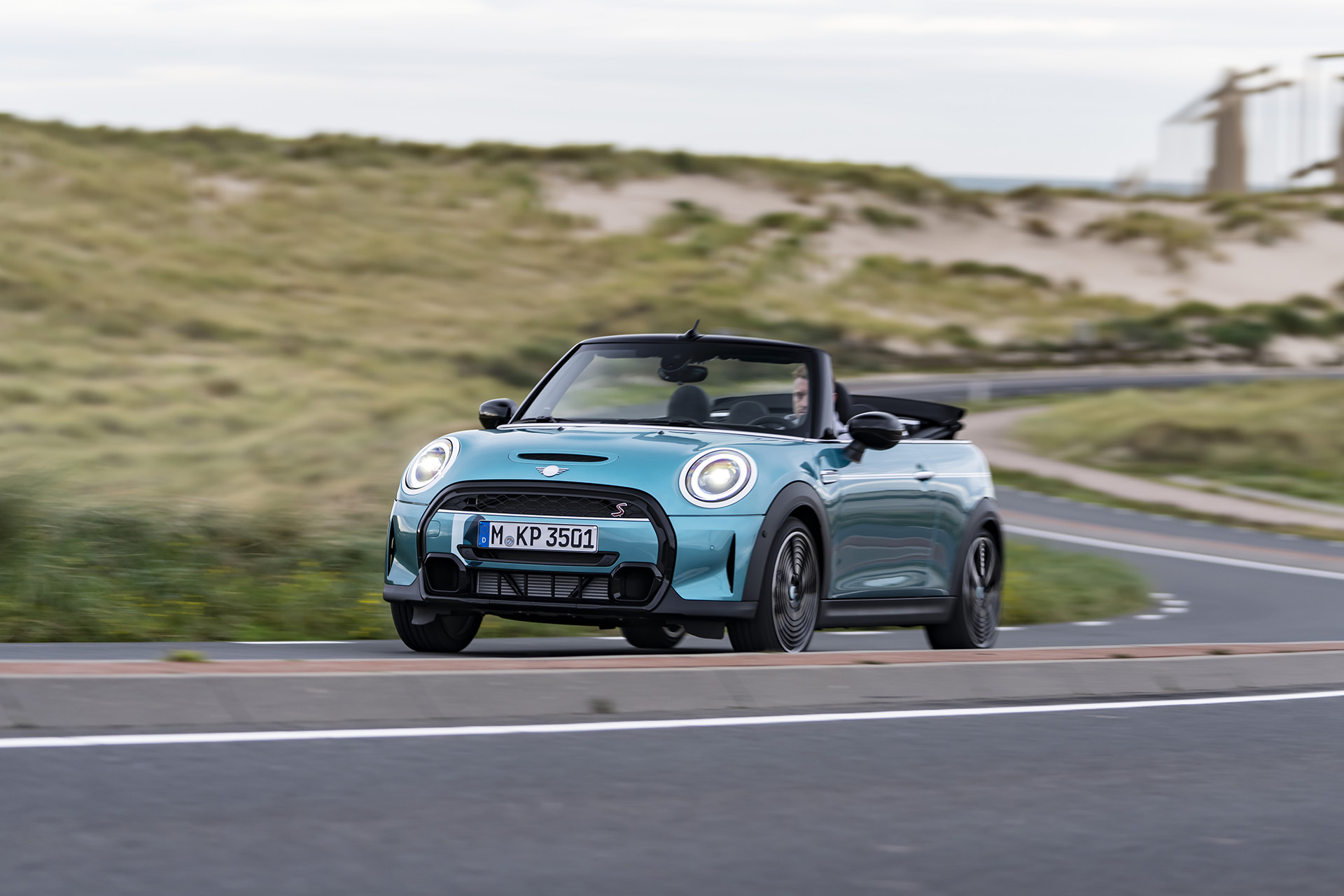 2023 Mini Cooper S Convertible Seaside Edition (Color: Caribbean Aqua) Front Three-Quarter Wallpapers (1)