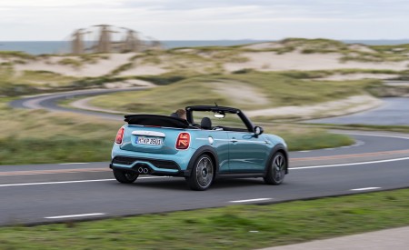 2023 Mini Cooper S Convertible Seaside Edition (Color: Caribbean Aqua) Rear Three-Quarter Wallpapers 450x275 (2)