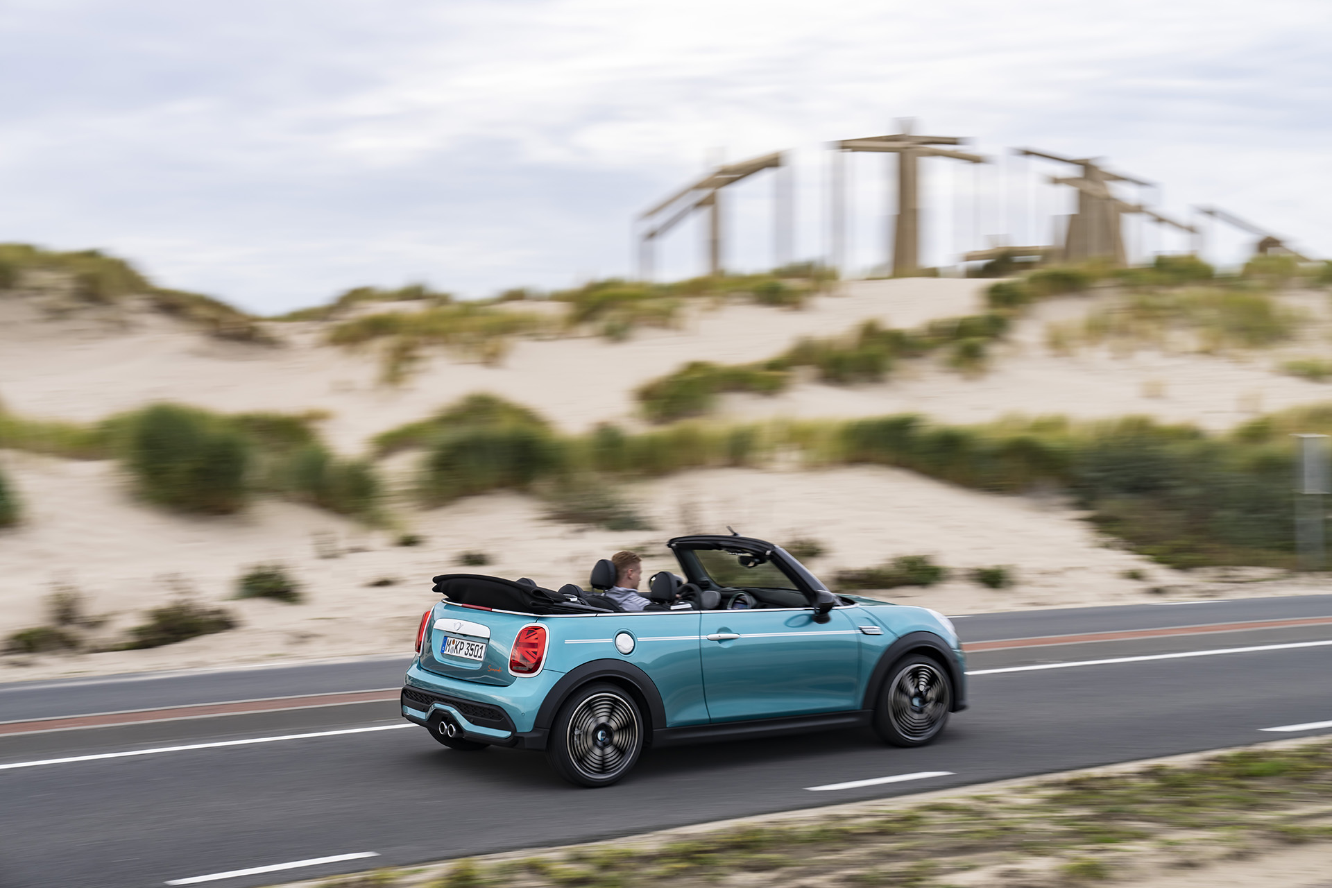 2023 Mini Cooper S Convertible Seaside Edition (Color: Caribbean Aqua) Rear Three-Quarter Wallpapers (9)