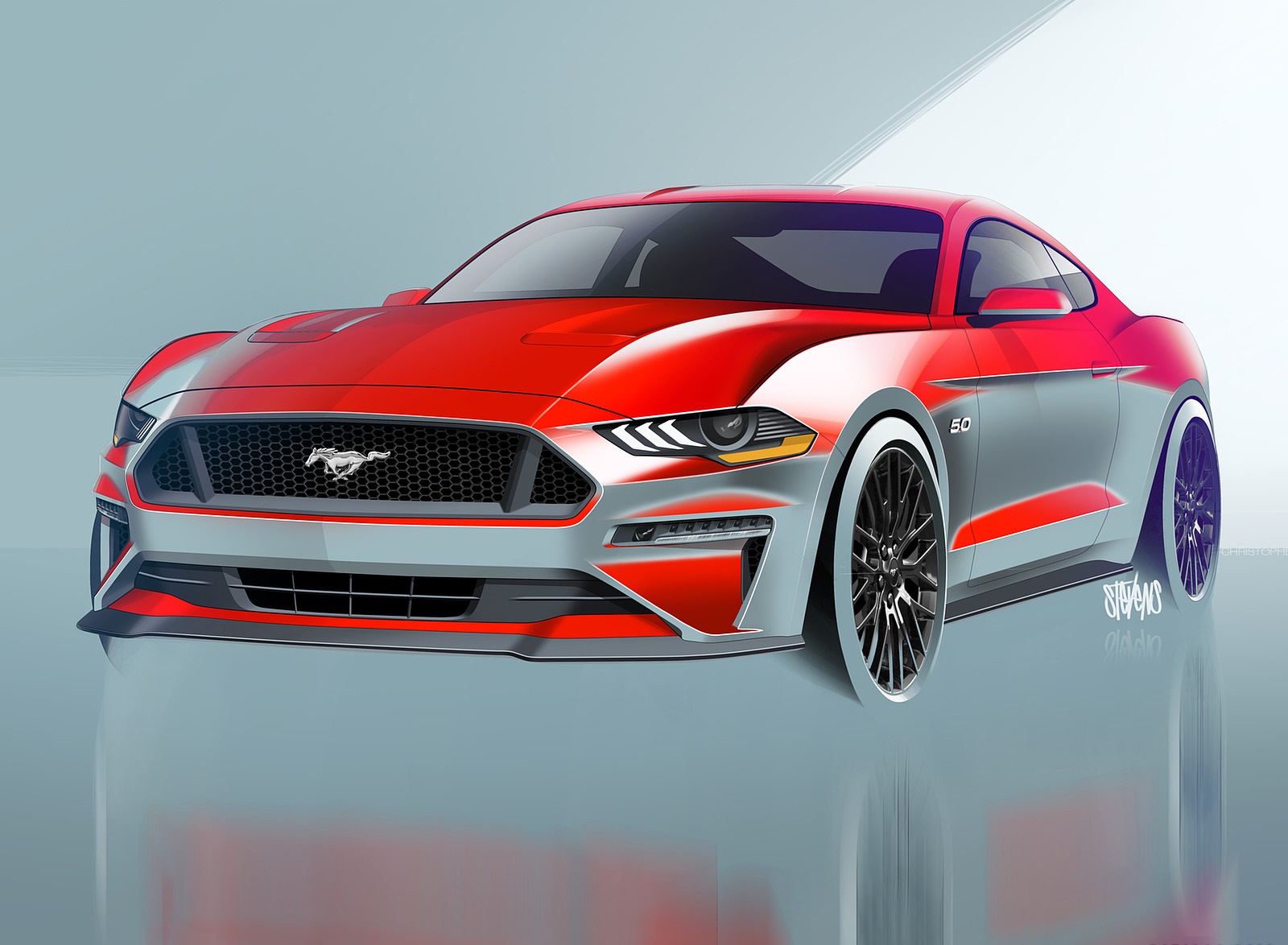 2018 Ford Mustang V8 GT Design Sketch Wallpapers (14)