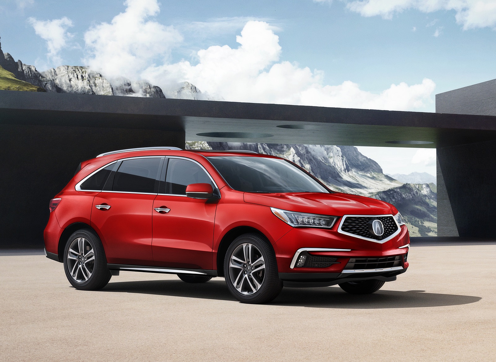 2018 Acura MDX with Advance Package (Color: San Marino Red) Front Three-Quarter Wallpapers (5)