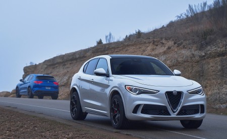 2018 Alfa Romeo Stelvio Quadrifoglio (Color: Trofeo White) Front Three-Quarter Wallpapers 450x275 (23)