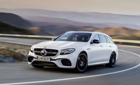 2018 Mercedes-AMG E63 S Wagon 4MATIC+ (Color: Diamond White) Front Three-Quarter Wallpapers 450x275 (22)