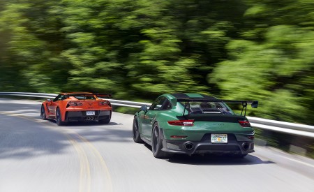 2019 Chevrolet Corvette ZR1 and 2018 Porsche 911 GT2 RS Rear Three-Quarter Wallpapers 450x275 (5)