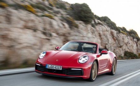 2020 Porsche 911 Carrera 4S Cabriolet (Color: India Red) Front Three-Quarter Wallpapers 450x275 (49)