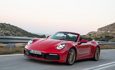 2020 Porsche 911 Carrera 4S Cabriolet (Color: India Red) Front Three-Quarter Wallpapers 450x275 (67)