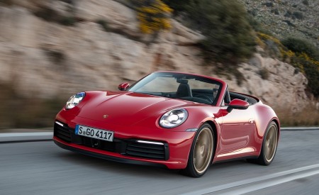 2020 Porsche 911 Carrera 4S Cabriolet (Color: India Red) Front Three-Quarter Wallpapers 450x275 (54)