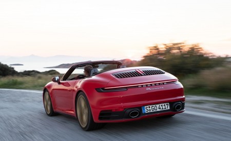 2020 Porsche 911 Carrera 4S Cabriolet (Color: India Red) Rear Three-Quarter Wallpapers 450x275 (71)