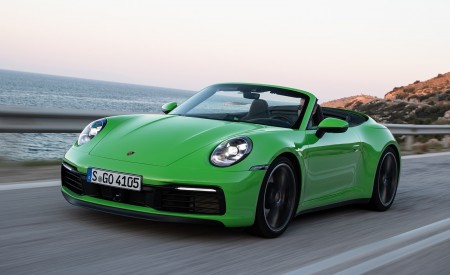 2020 Porsche 911 Carrera S Cabriolet (Color: Lizard Green) Front Three-Quarter Wallpapers 450x275 (2)