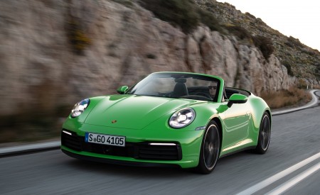 2020 Porsche 911 Carrera S Cabriolet (Color: Lizard Green) Front Three-Quarter Wallpapers 450x275 (7)