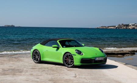 2020 Porsche 911 Carrera S Cabriolet (Color: Lizard Green) Front Three-Quarter Wallpapers 450x275 (20)
