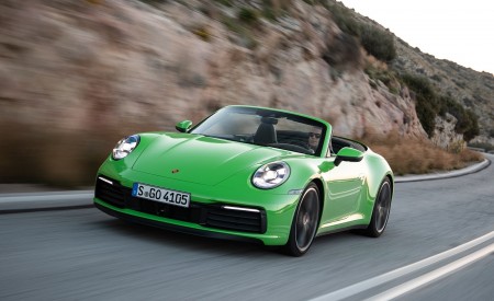 2020 Porsche 911 Carrera S Cabriolet (Color: Lizard Green) Front Three-Quarter Wallpapers 450x275 (8)