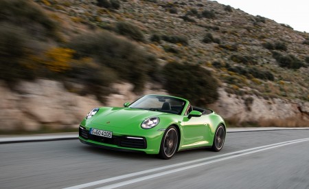 2020 Porsche 911 Carrera S Cabriolet (Color: Lizard Green) Front Three-Quarter Wallpapers 450x275 (9)