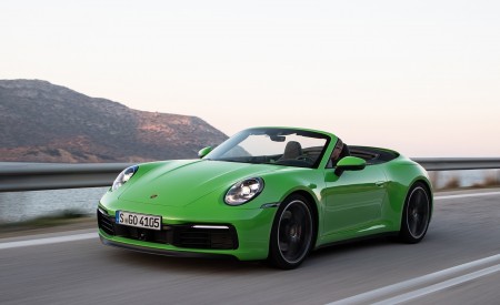 2020 Porsche 911 Carrera S Cabriolet (Color: Lizard Green) Front Three-Quarter Wallpapers 450x275 (3)