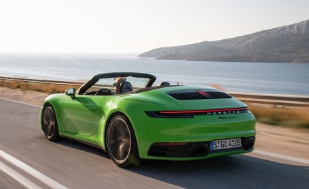 2020 Porsche 911 Carrera S Cabriolet (Color: Lizard Green) Rear Three-Quarter Wallpapers 450x275 (4)